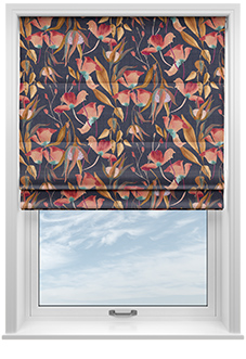 Belle Fuchsia, Indigo - Roman Blind